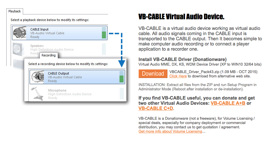 vb cable audio software download