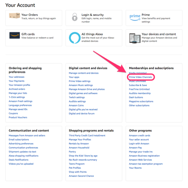 how do you cancel channels on amazon prime