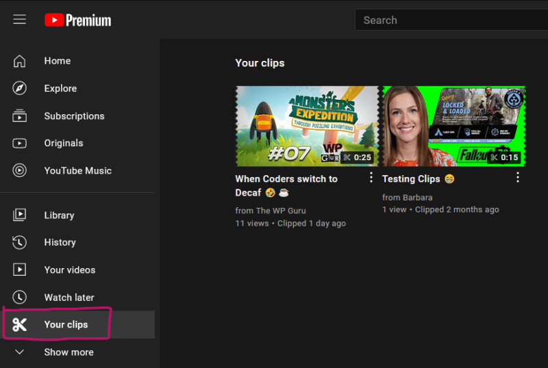Where to find a List of Clips you've made YouTube Videos – The WP Guru